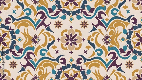 Timeless Tradition Seamless Gold and Turquoise Pattern with Rich Arabic, Turkish, and Indian Motifs