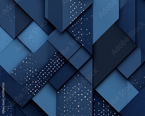 Blue Geometric Paper Arrangement