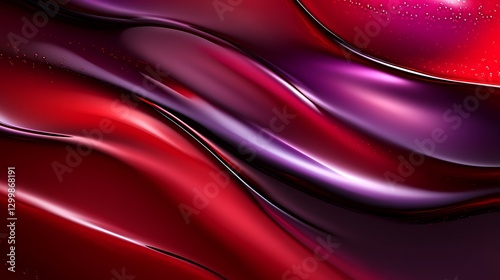 Abstract Fluid Waves Red and Purple Metallic Background