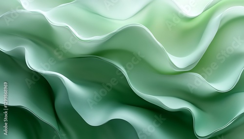 Green waves ripple abstract pattern