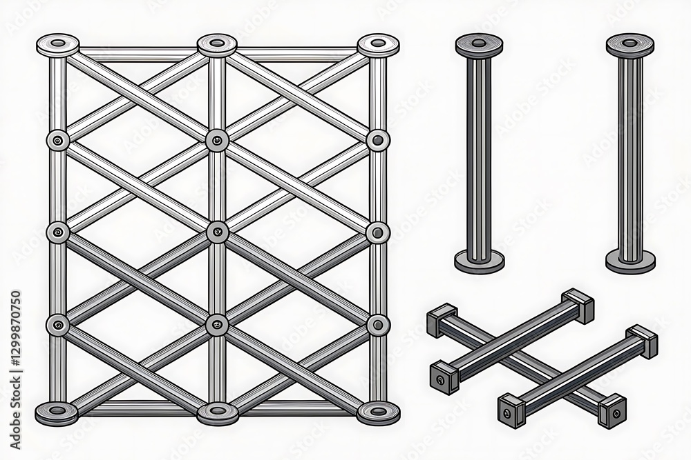 Truss Design Elements Metal Framework, Connectors, and Supports