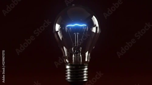 Light bulb on a dark red background blinking showing creative brainstorming idea