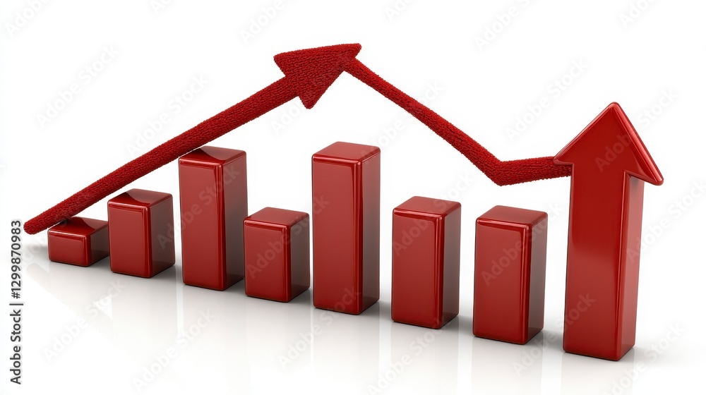 Red Graph Arrow Representing Financial Growth and Market Trends Red Graph Arrow Representing Financial Growth and Market Trends