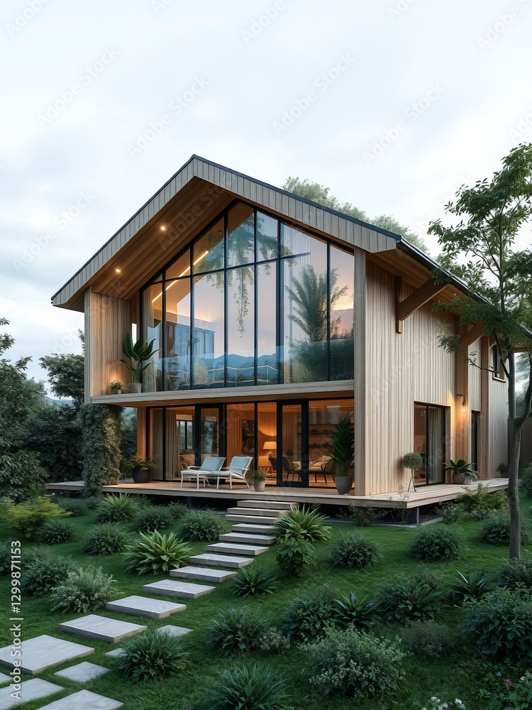 Charming house nestled in lush garden surrounded by colorful flowers and verdant greenery Charming house nestled in lush garden surrounded by colorful flowers and verdant greenery