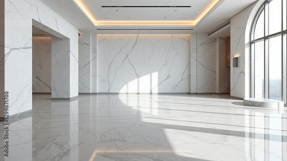 Fototapeta premium Spacious room featuring a luxurious marble floor and elegant design perfect for modern living