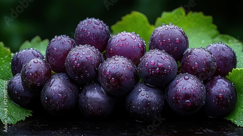Wallpaper Mural Close Up Of Fresh Dark Purple Grapes With Water Droplets Torontodigital.ca