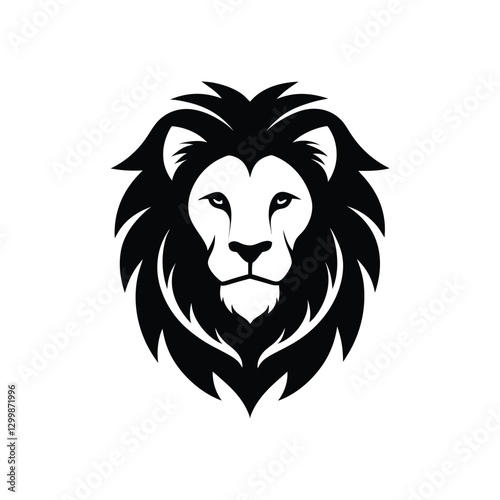 Wallpaper Mural Lion head silhouette on white background, perfect for logos, tattoos, branding, and wildlife-themed designs. Torontodigital.ca