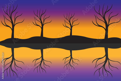  Editable Tree Landscape vector - Scalable Nature Illustration for Design int 
