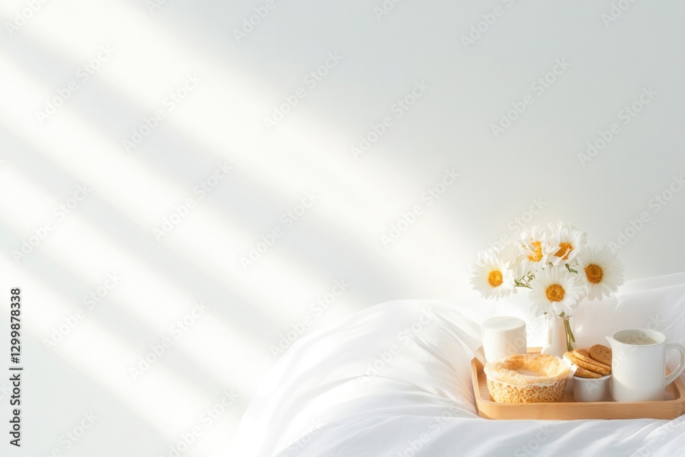 serene mother day breakfast tray with flowers and breakfast items on freshly made bed serene mother day breakfast tray with flowers and breakfast items on freshly made bed