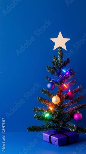 Festive Miniature Christmas Tree with Lights and Gifts