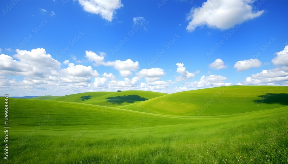 Rolling Hills Under a Blue Sky: A Serene Landscape View