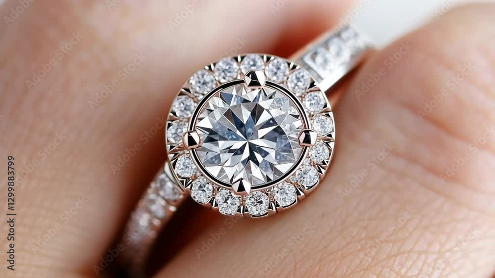 Elegant diamond ring showcases intricate design and brilliant sparkle during engagement proposal moment Elegant diamond ring showcases intricate design and brilliant sparkle during engagement proposal moment