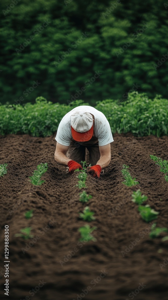 Fototapeta premium Farmer Planting Seedlings