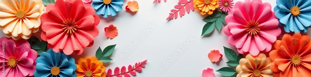 Fototapeta premium Bright and colorful rosettes paper backdrop for party invitations, party, colorful, bright