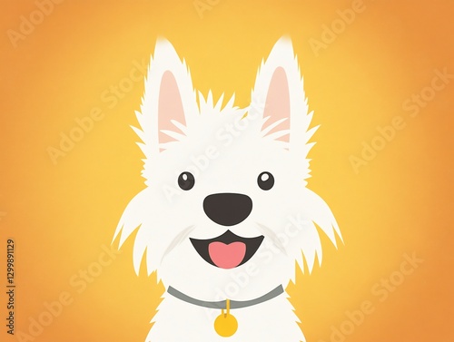west highland white terrier dog close-up illustration on golden background