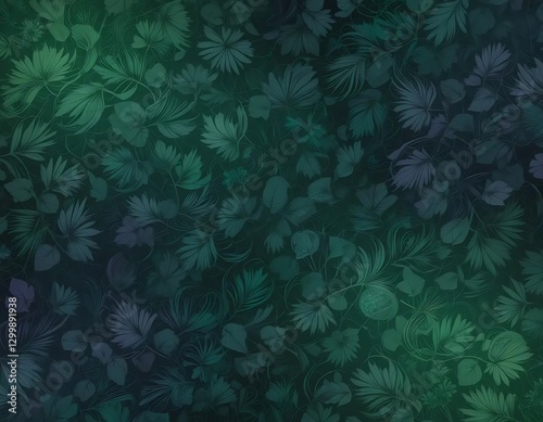 Wallpaper Mural Elegant Floral Pattern with Green and Blue Hues for Decorative Background Torontodigital.ca