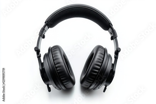 High-Quality Over-Ear Black Headphones on White Background photo