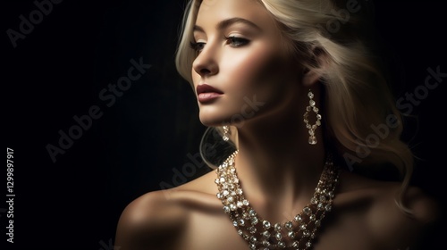 Elegant Blonde Woman for Dramatic Lighting, Studio Portrait.