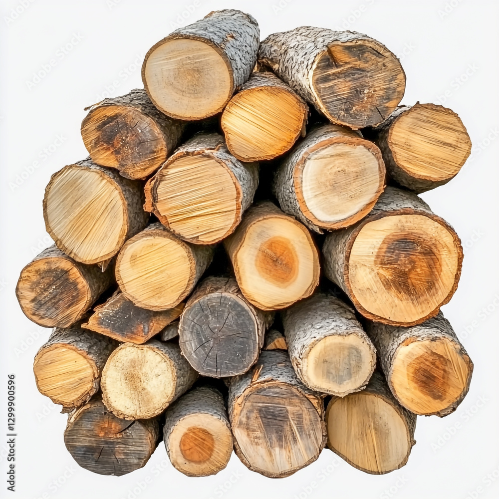Neatly stacked firewood logs natural timber pile in various shapes on transparent background Neatly stacked firewood logs natural timber pile in various shapes on transparent background
