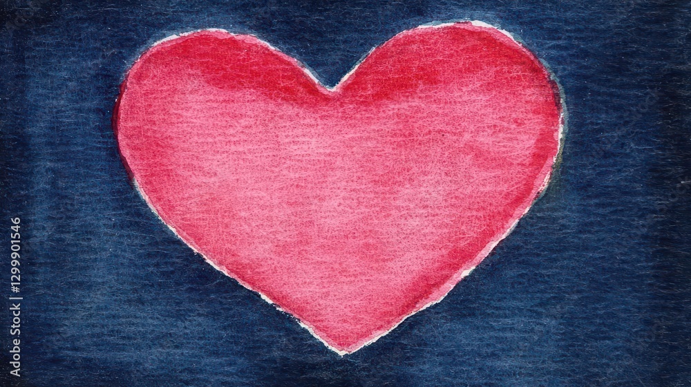 Heart shape painted on a solid blue background for creative art and design concepts Heart shape painted on a solid blue background for creative art and design concepts