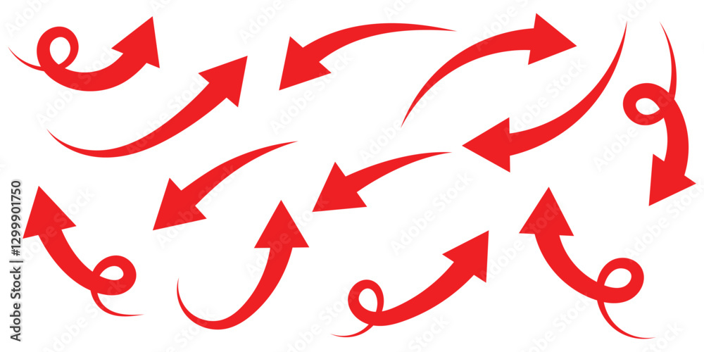 Hand painted, hand draw sketchy curve arrow arrow isolated on white background. eps 888. Hand painted, hand draw sketchy curve arrow arrow isolated on white background. eps 888.