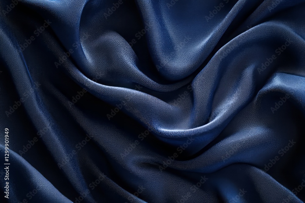 Fototapeta premium Elegant Deep Blue Satin Fabric Texture with Soft Fluid Waves