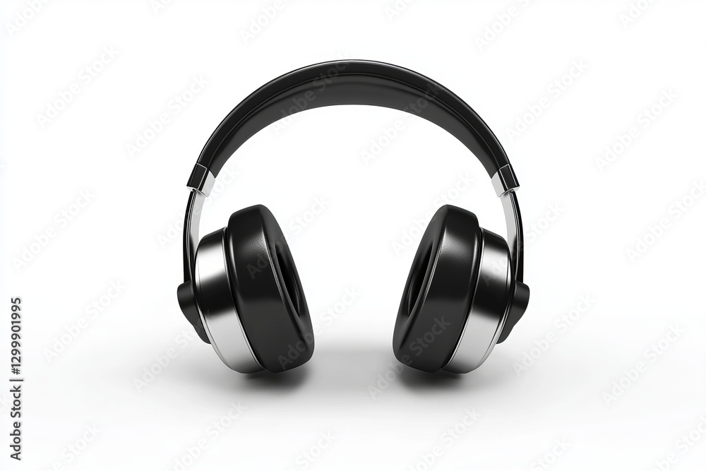 Modern Black Headphones Isolated on White Background for Audio Use Modern Black Headphones Isolated on White Background for Audio Use