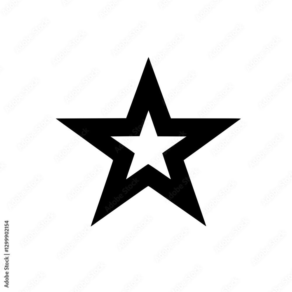 Fototapeta premium Black star icon featuring a smaller star inside, symbolizing excellence and achievement