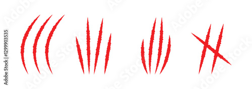 Animal claw marks icon . Trace animal nail icons. Animal Claw scratches graphic sign. Claws scratches icons vector set eps 888.
