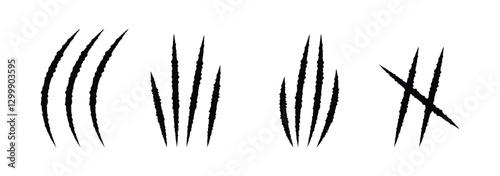 Animal claw marks icon . Trace animal nail icons. Animal Claw scratches graphic sign. Claws scratches icons vector set eps 888.