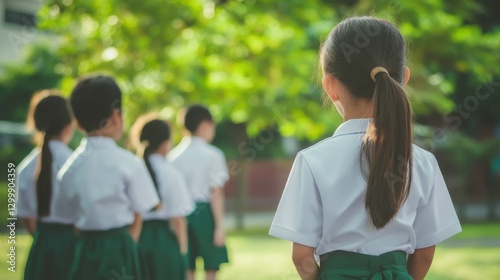 Students in Uniform with Soft Natural Background photo