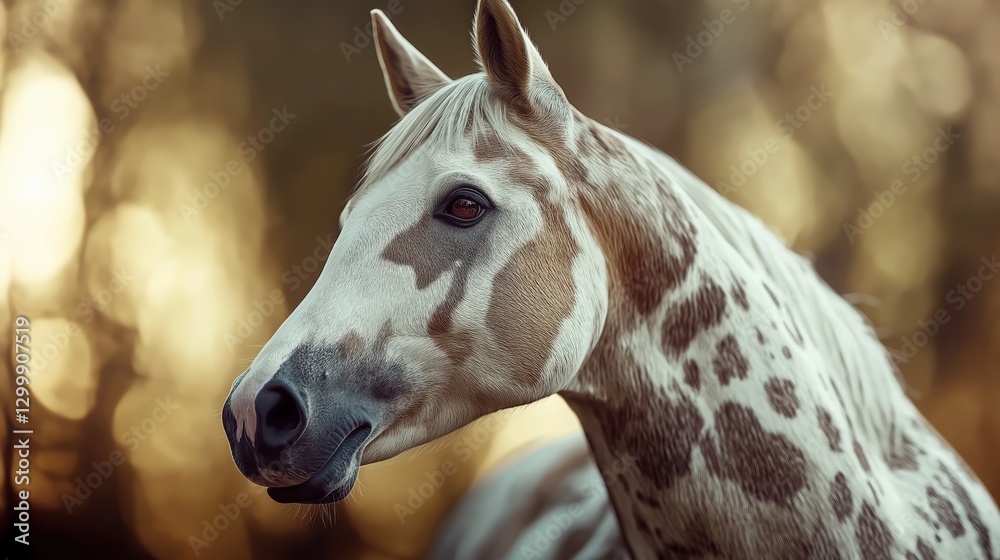 Obraz premium Appaloosa horse close-up with spotted patterns and textured fur