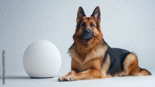 Adorable dog cuddles with giant white ball, a heartwarming display of canine affection and gentle companionship