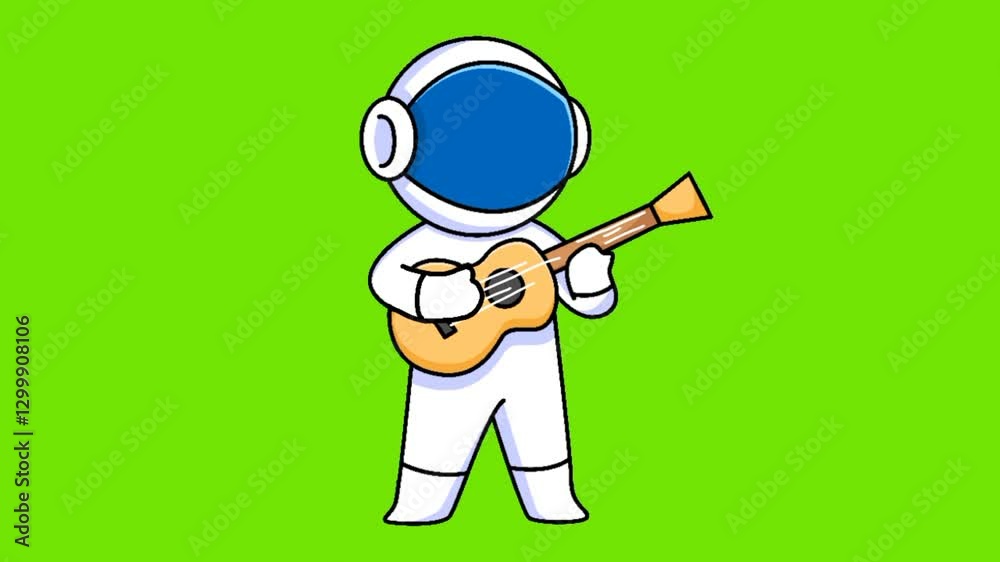 animation of cute astronaut with acoustic guitar cartoon green background animation of cute astronaut with acoustic guitar cartoon green background