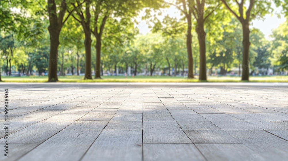 Fototapeta premium Sunlit Pathway Through Lush Green Park