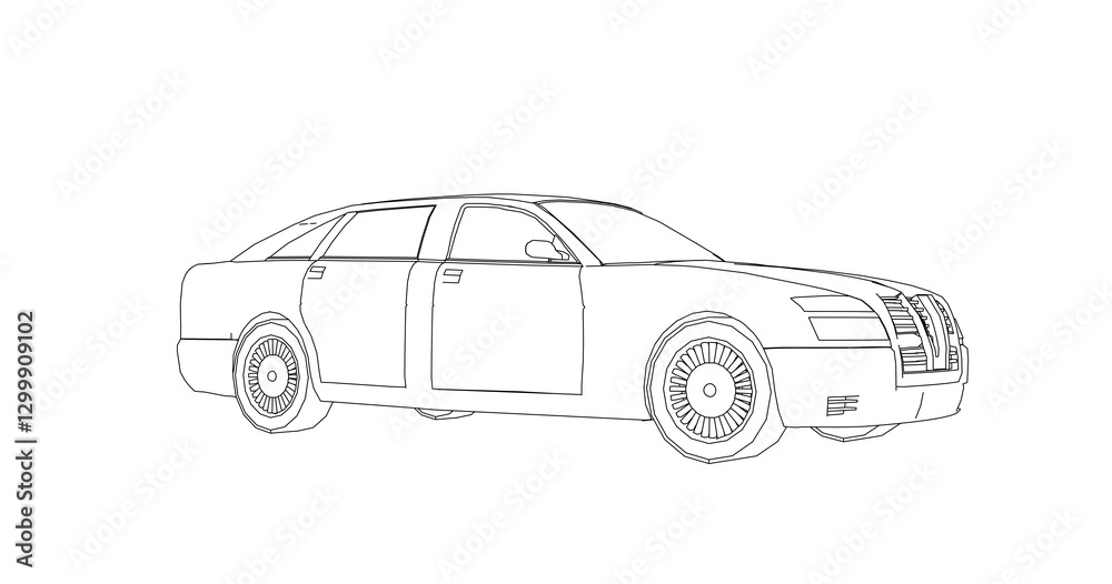 Fototapeta premium car hand drawing and sketch black and white.