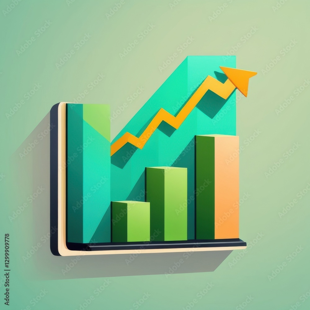 Visually Appealing Growth Chart Displaying Positive Market Trend Visually Appealing Growth Chart Displaying Positive Market Trend