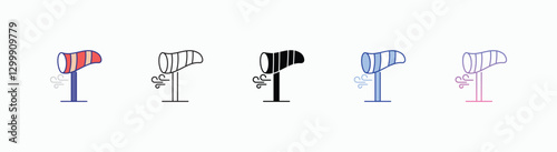 Windsock  icons set in different style vector stock 