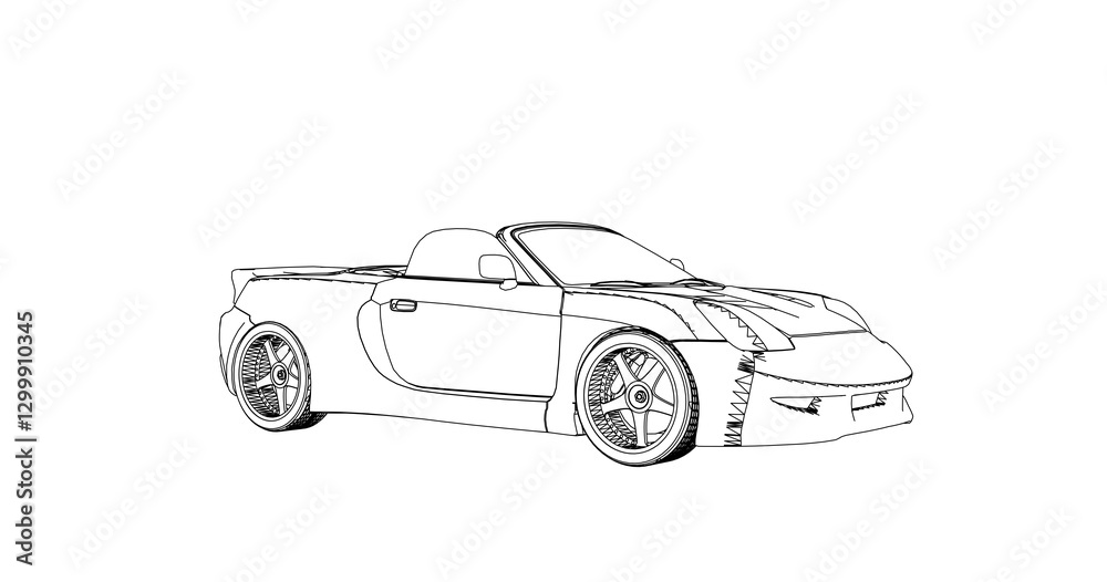 Fototapeta premium car hand drawing and sketch black and white. 