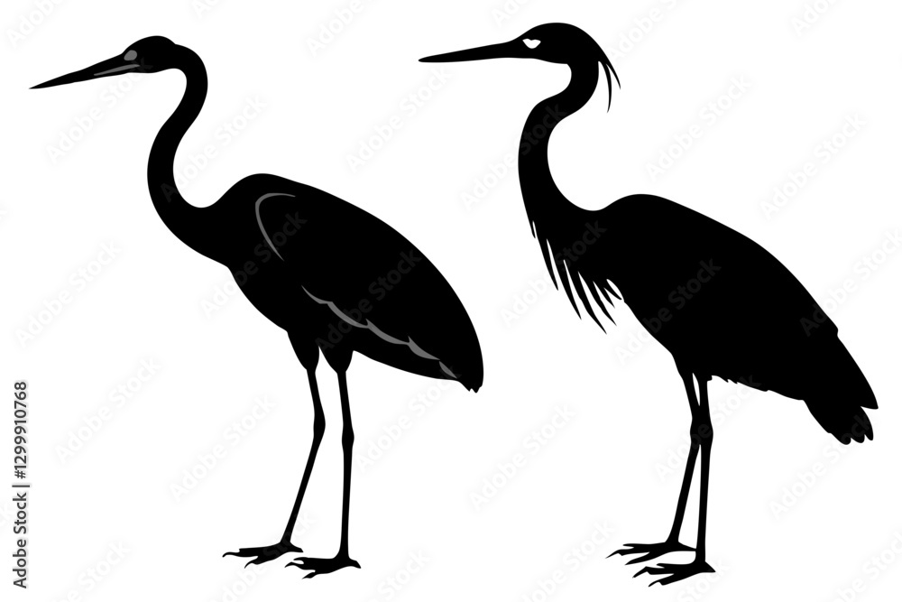 Obraz premium Herons Silhouette vector illustration