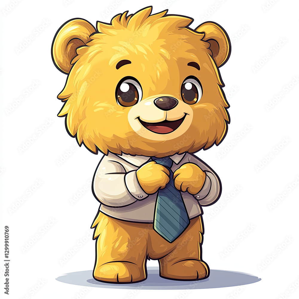 Obraz premium Charming chibi bear in shirt and tie, ready for big presentation