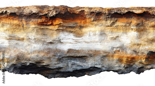 Detailed cross section of a layered earth profile showcasing geological strata