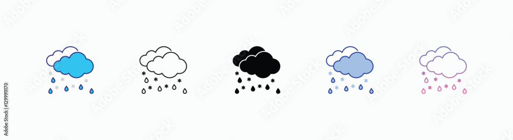 Freezing Rain icons set in different style vector stock Freezing Rain icons set in different style vector stock