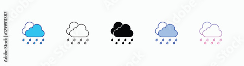 Moderate Rain icons set in different style vector stock 