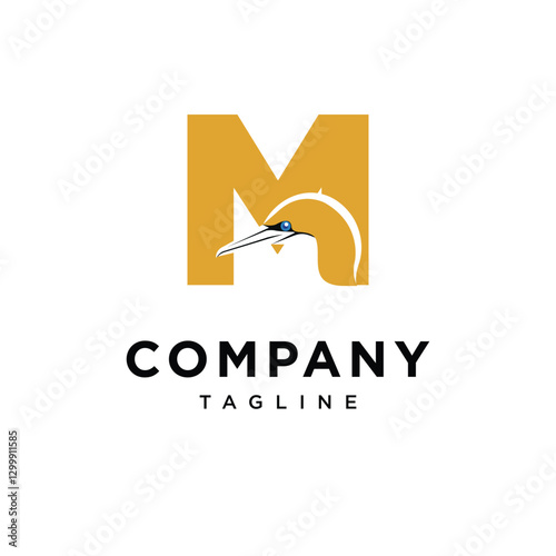 Letter M Australasian Gannet Logo Icon Vector