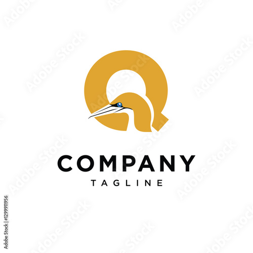 Letter Q Australasian Gannet Logo Icon Vector