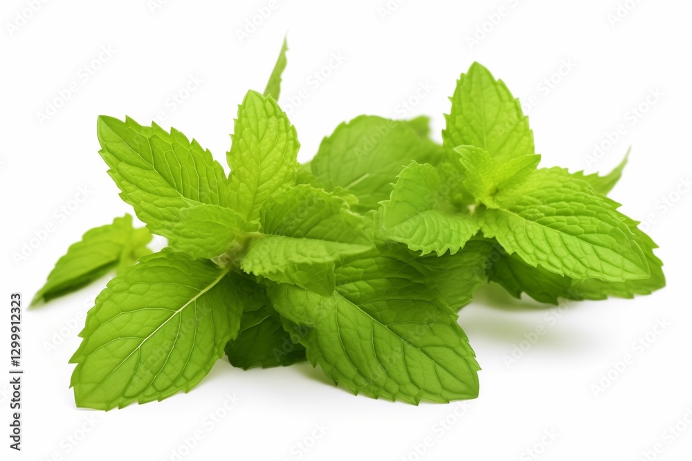 Bunch of fresh mint leaves, isolated on a white background. Bunch of fresh mint leaves, isolated on a white background.