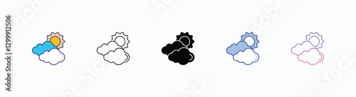 Sunny Intervals icons set in different style vector stock 