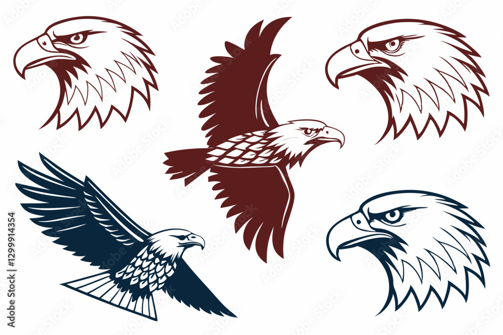 Fototapeta premium set of Eagle Silhouette vector illustration