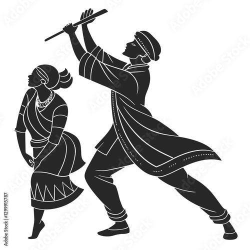 Dandiya Silhouette vector illustration